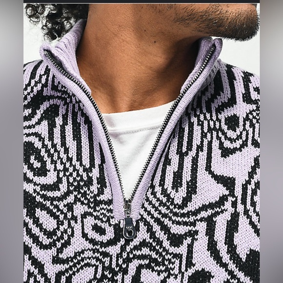 The Ragged Priest Spacey Pink & Black Half Zip Sweater , size Large - Picture 10 of 13